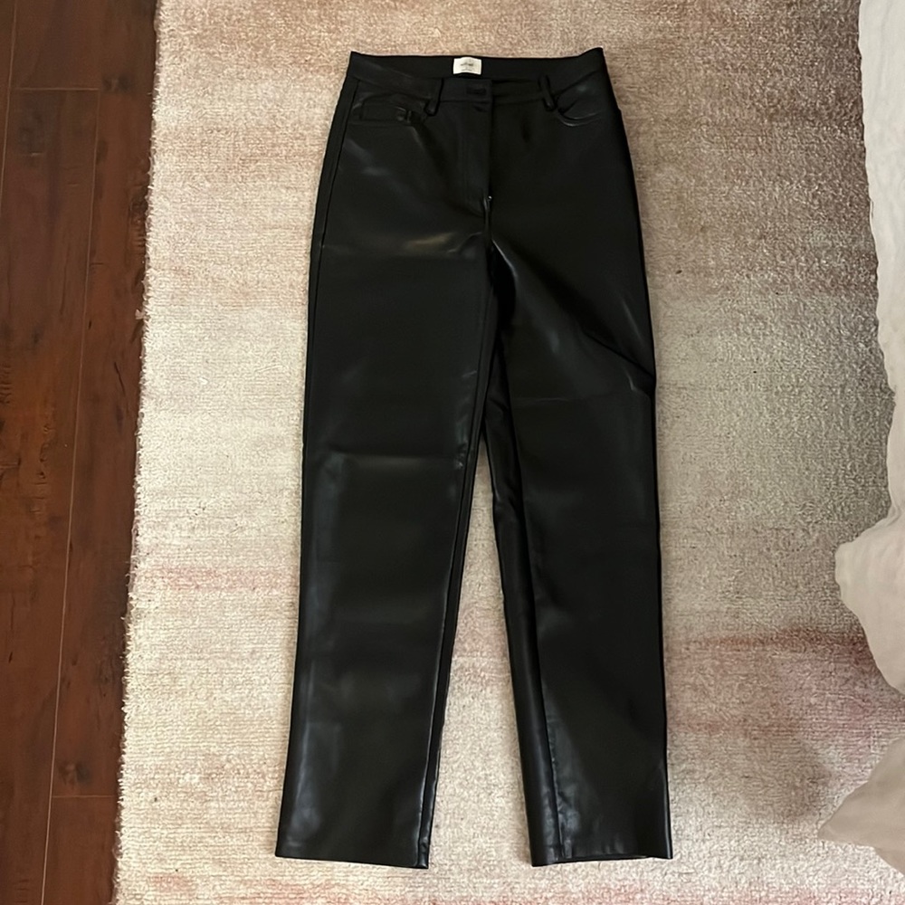 Aritzia Melina Black Leather Pants size 6
